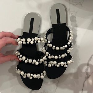 Zara velvet pearl sandals